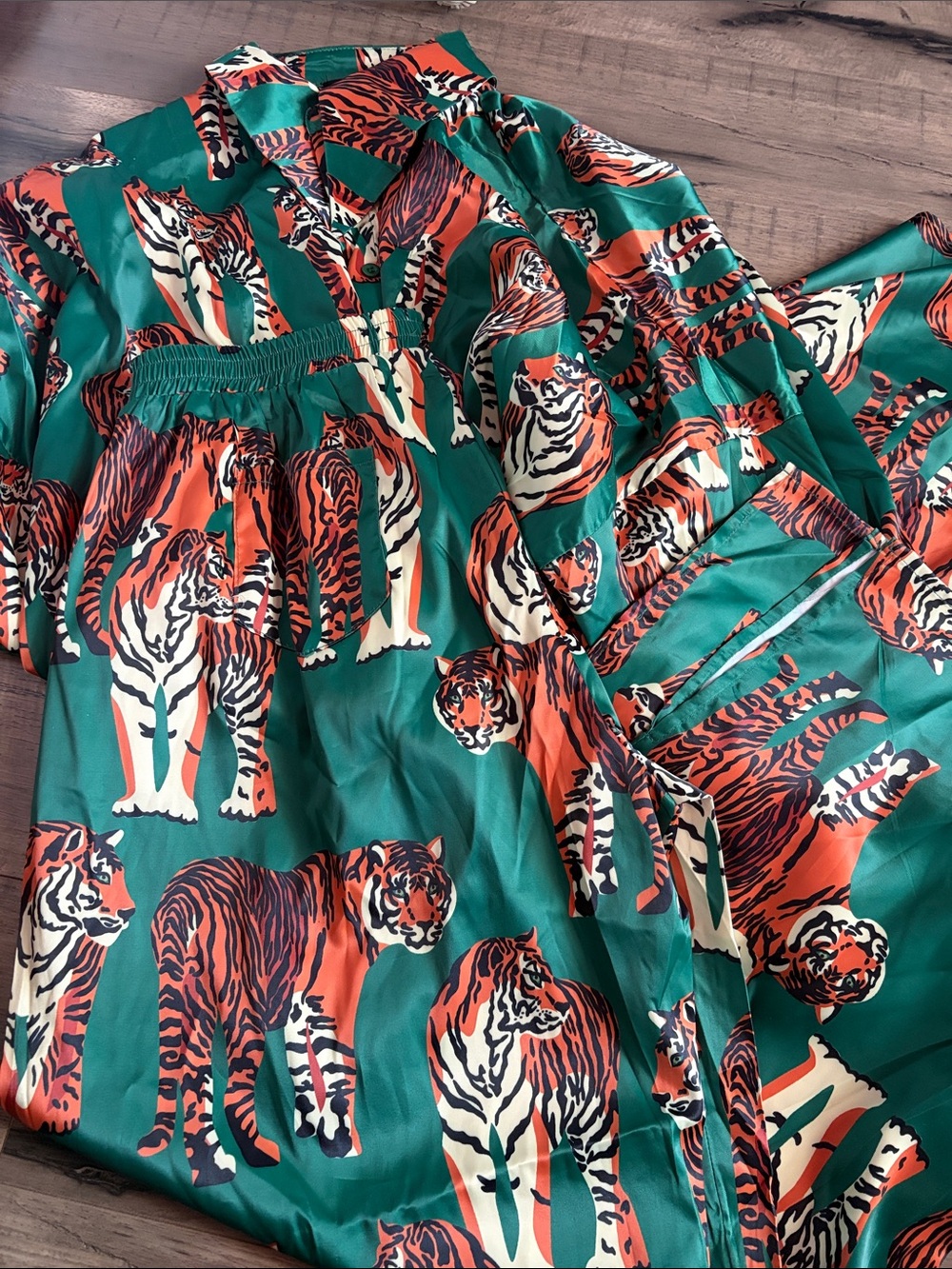 Dressed in lala silk tiger playsuit set